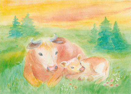 Postcard: DS5617 Cow and Calf