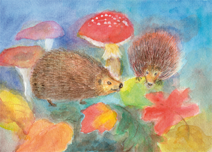 Postcard: DS5629 Two Hedgehogs